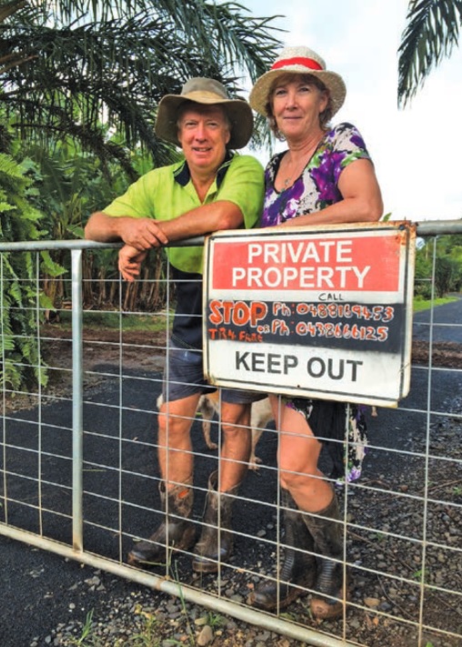 Peter and Vivien Grant were quick to put in gates and signage after news of TR4’s arrival in northern Queensland.