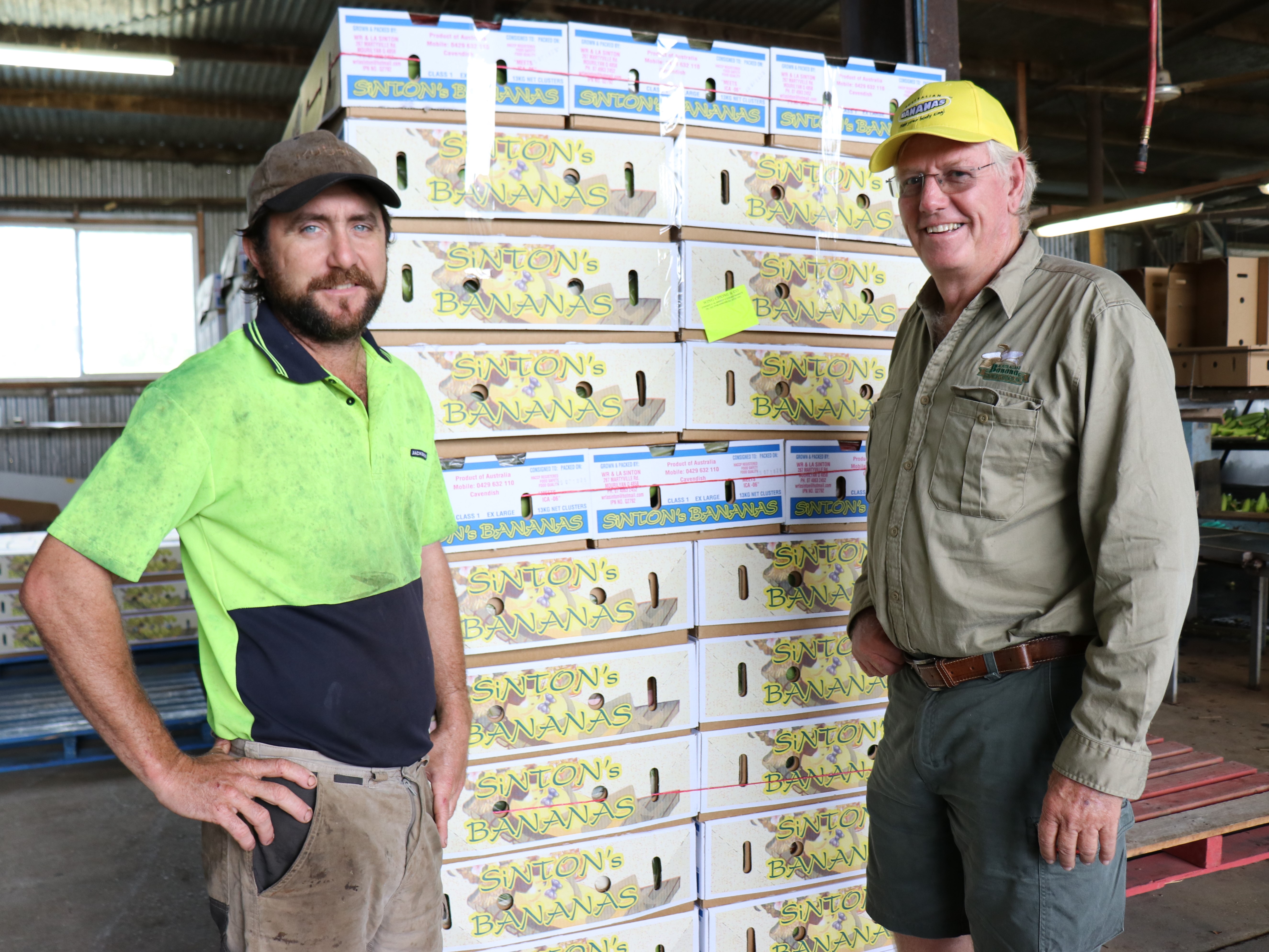 Cassowary Coast Banana Growers’ Association  Chair Dean Sinton on farm with Louis Lardi.