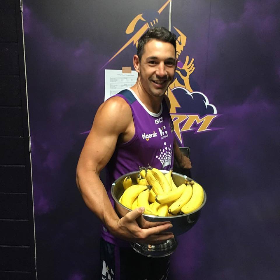 “Preseason fuel” - Billy Slater promoting bananas
on Facebook.