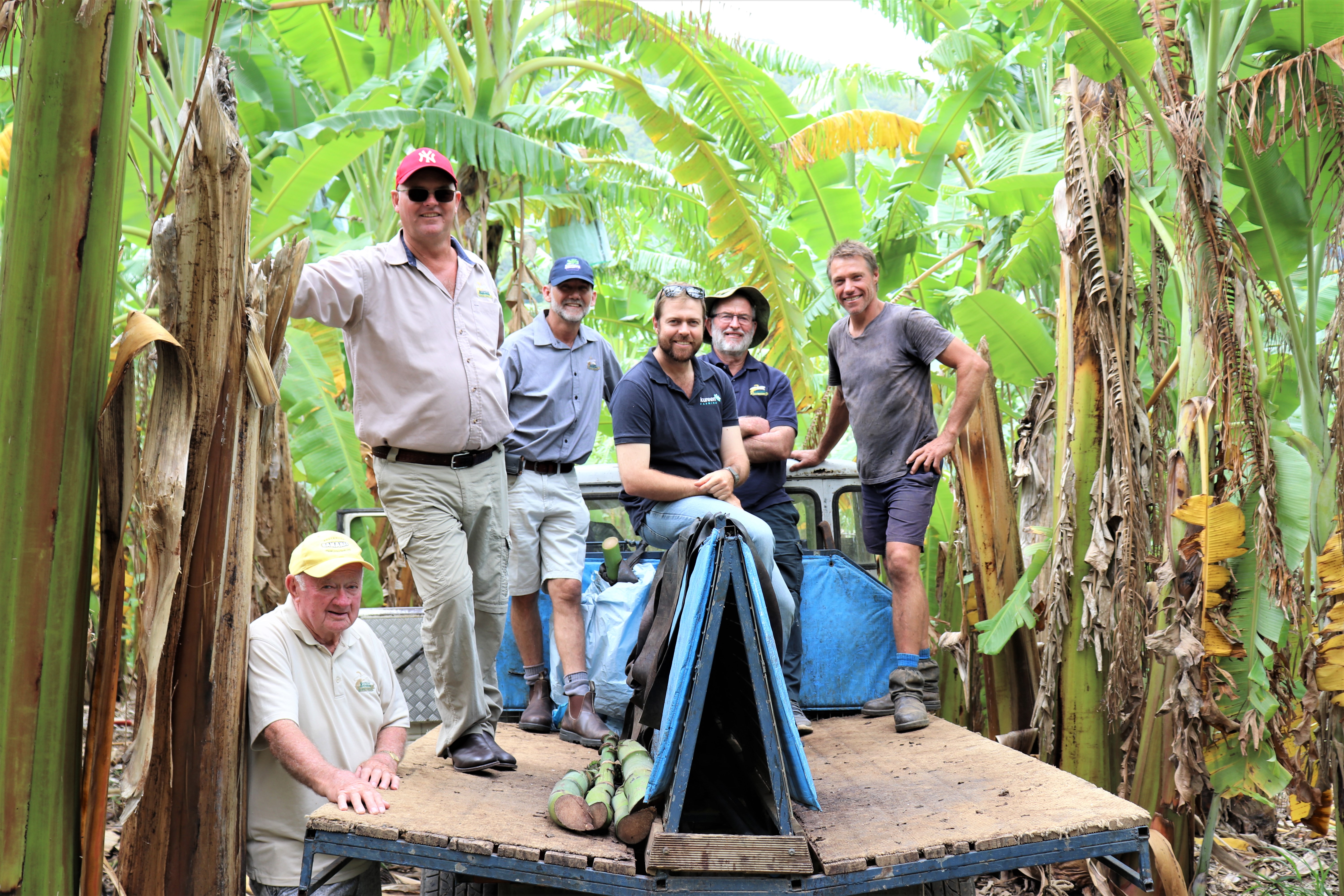 Pictured (L-R) ABGC Directors Tom Day, Leon Collins, Stephen Lowe (chair), Paul Inderbitzin, Stephen Spear and Coffs grower Mick Gentle.