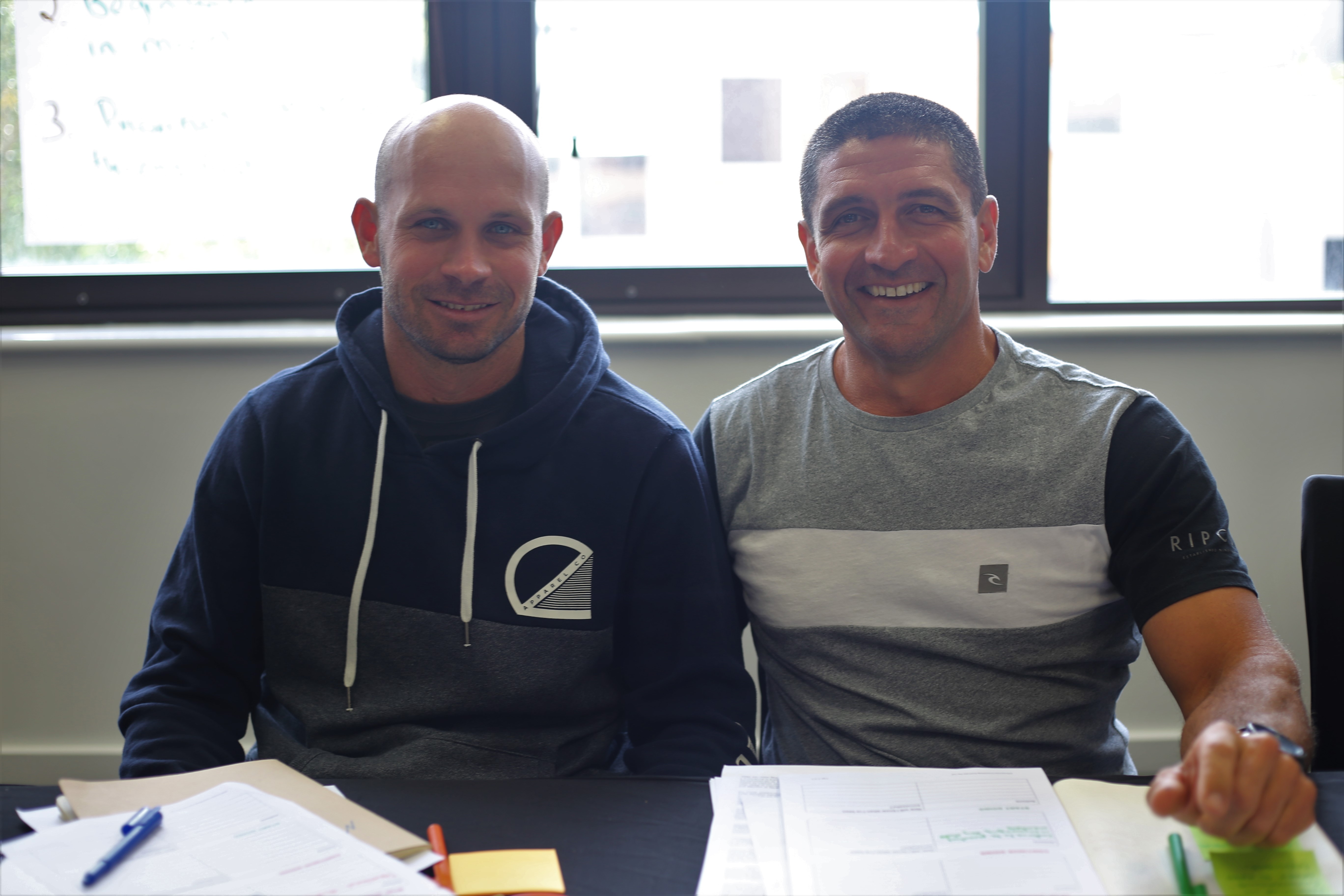 Banana growers Shayne Cini and Mick Horsford at the final in-person
workshop in Brisbane.