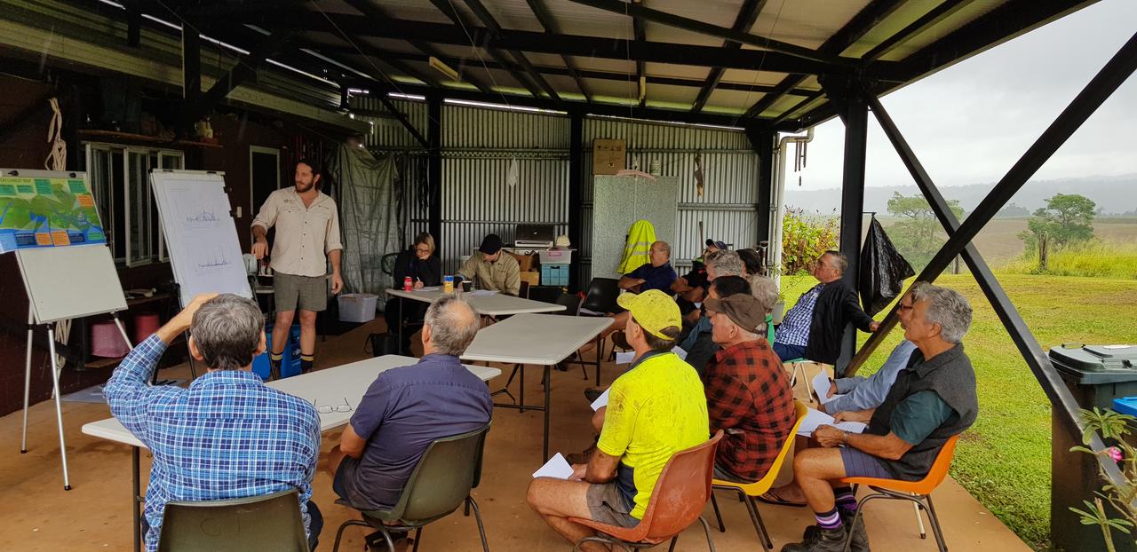 Water quality results being presented to growers at a shed meeting.