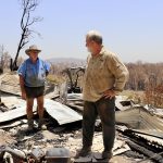David Cotton surveys the damage on his farm with fellow grower and ABGC Director Stephen Spear.